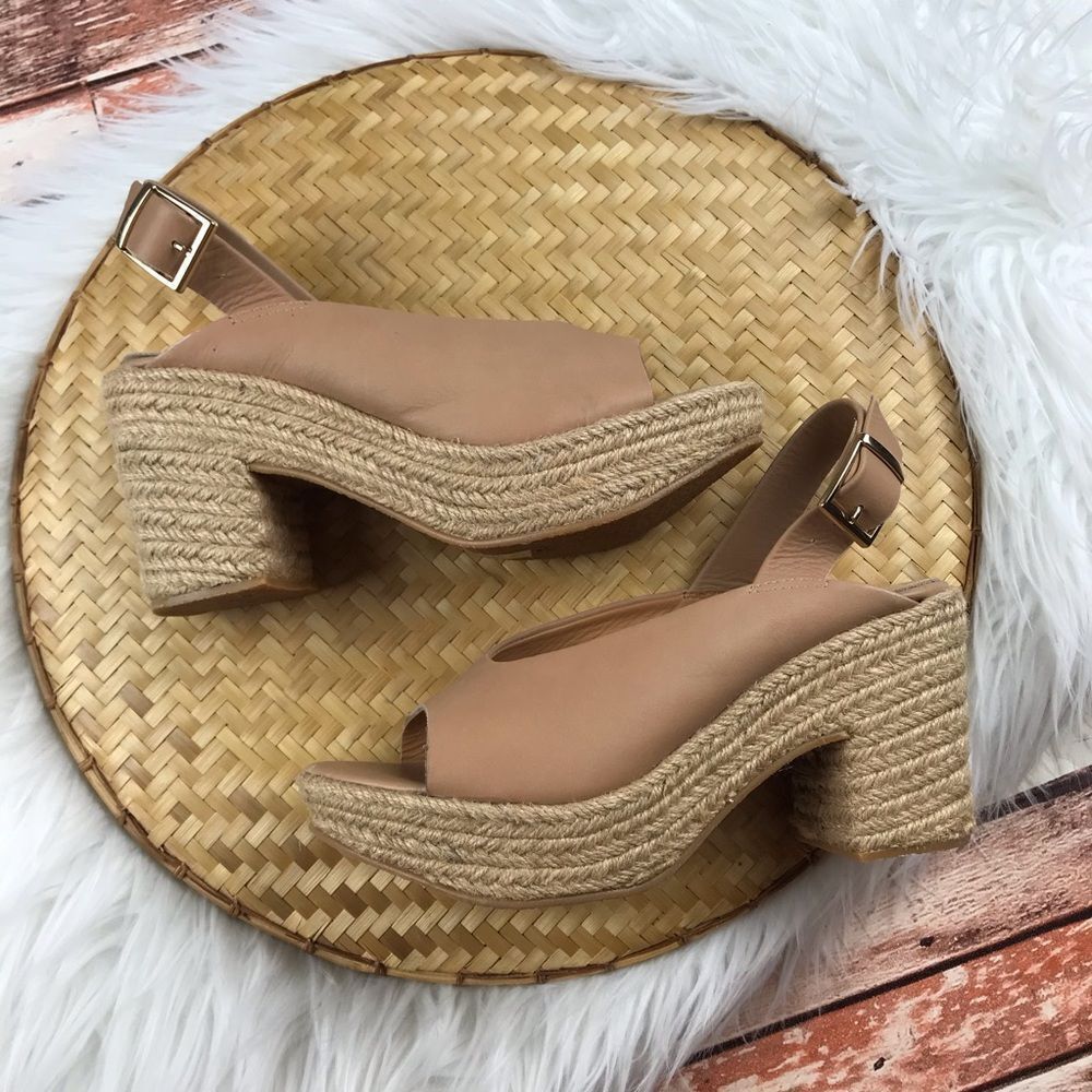 ALLBLACK nude leather espadrille block heel sandal